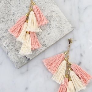 Tassel Earrings in Peach & Gold